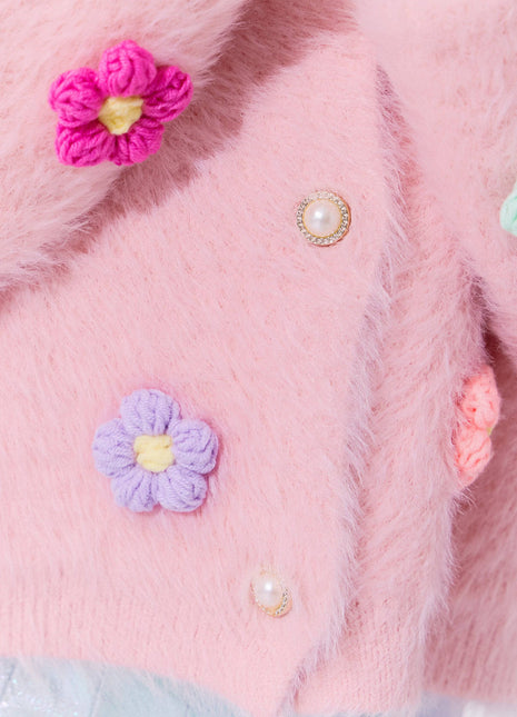 Lola And The Boys 3D Rainbow Daisy Cardigan Details 