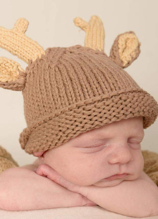 Model Wearing Huggalugs Newborn Buck Beanie Hat