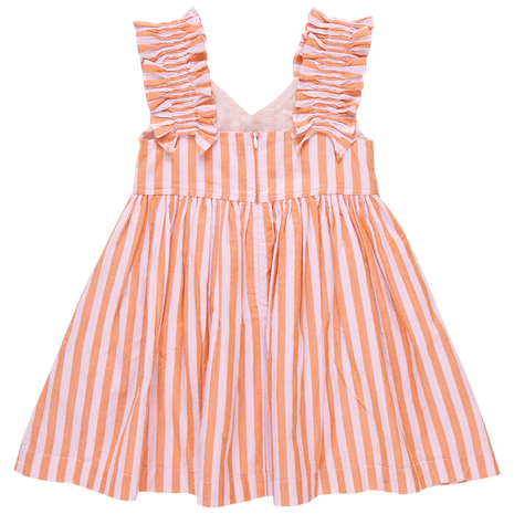 Pink Chicken Girls Via Dress - Orange Pink Stripe Back