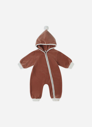 Quincy Mae Velour Zip Jumpsuit || Cranberry 