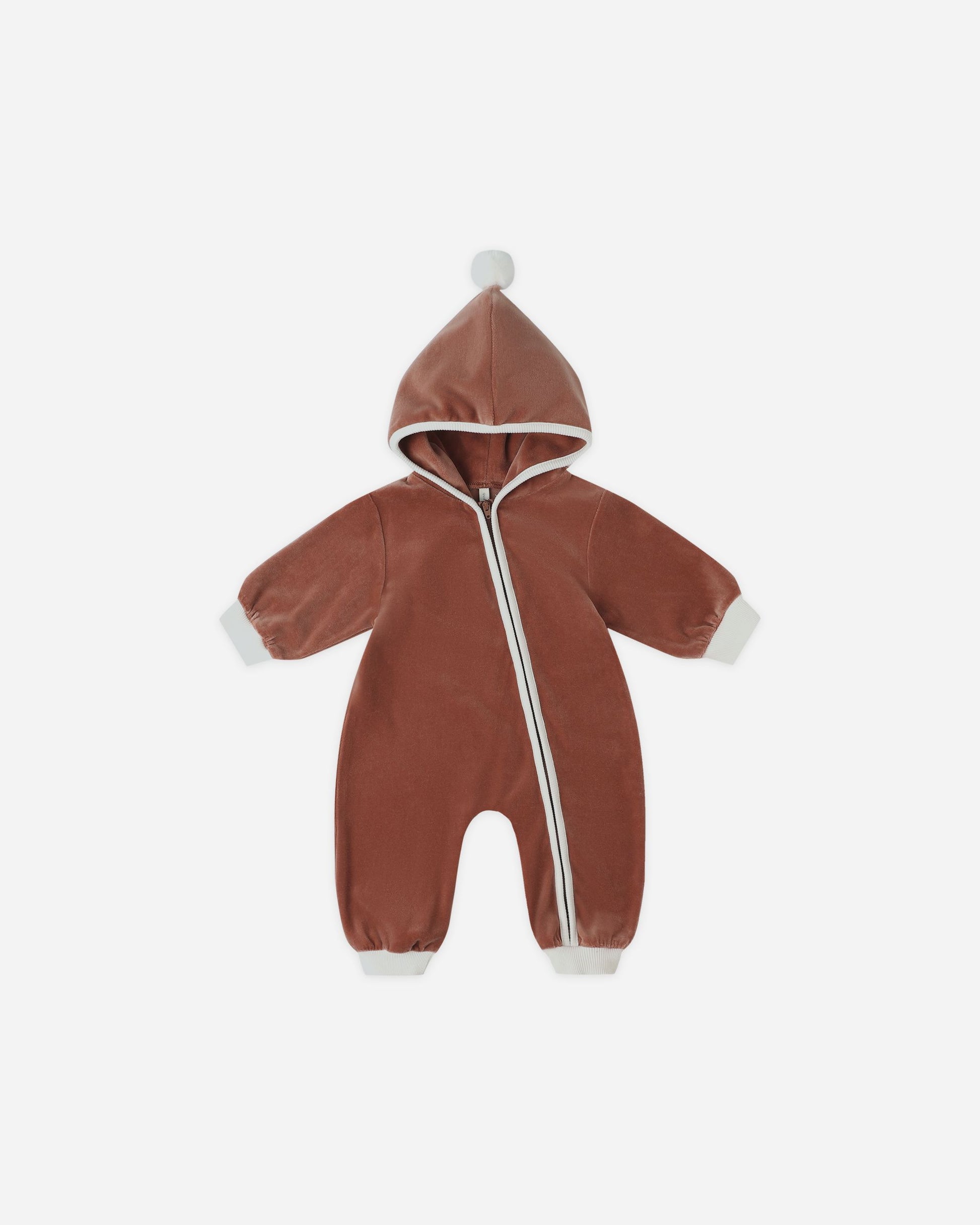 Quincy Mae Velour Zip Jumpsuit || Cranberry 