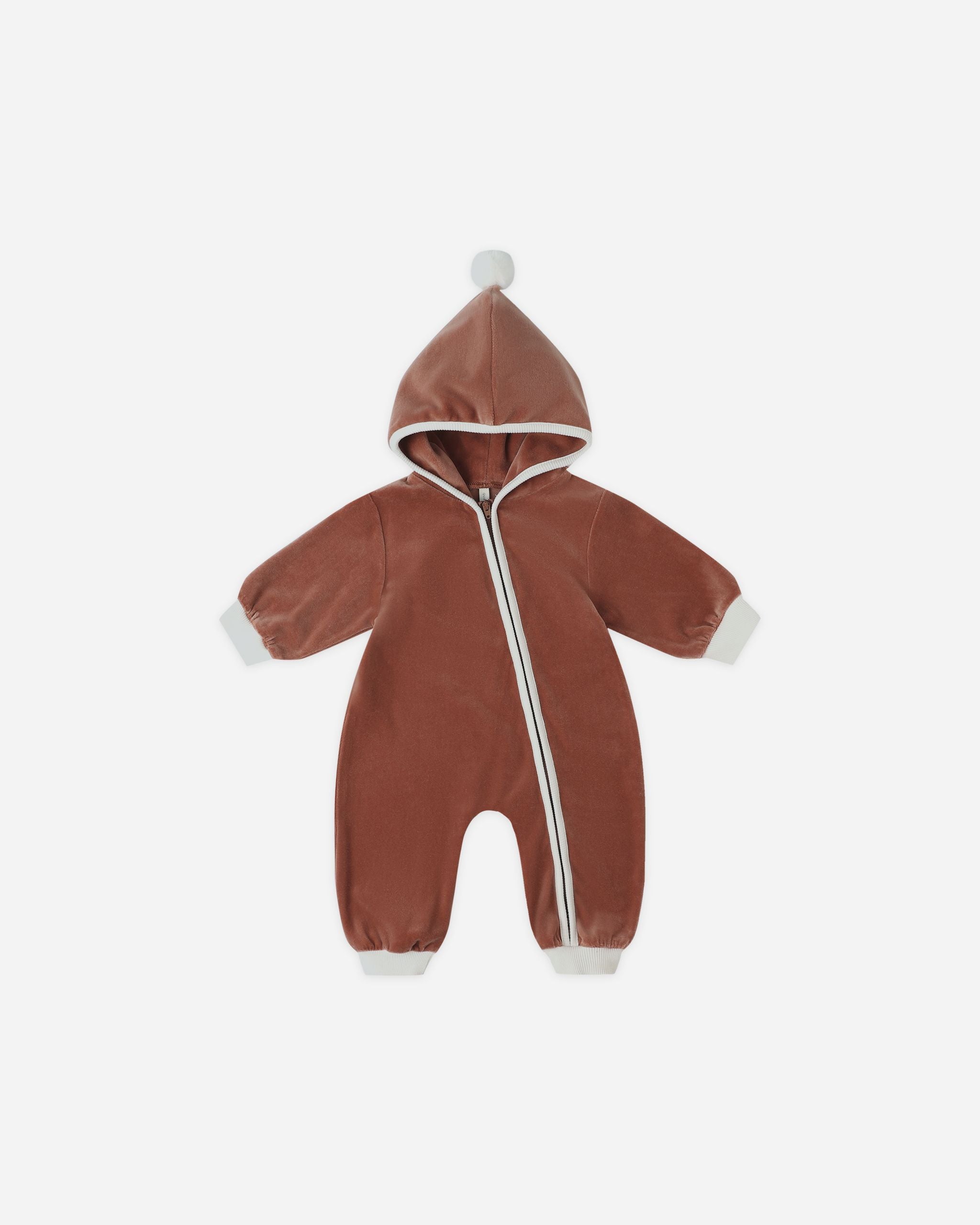 Quincy Mae Velour Zip Jumpsuit || Cranberry 