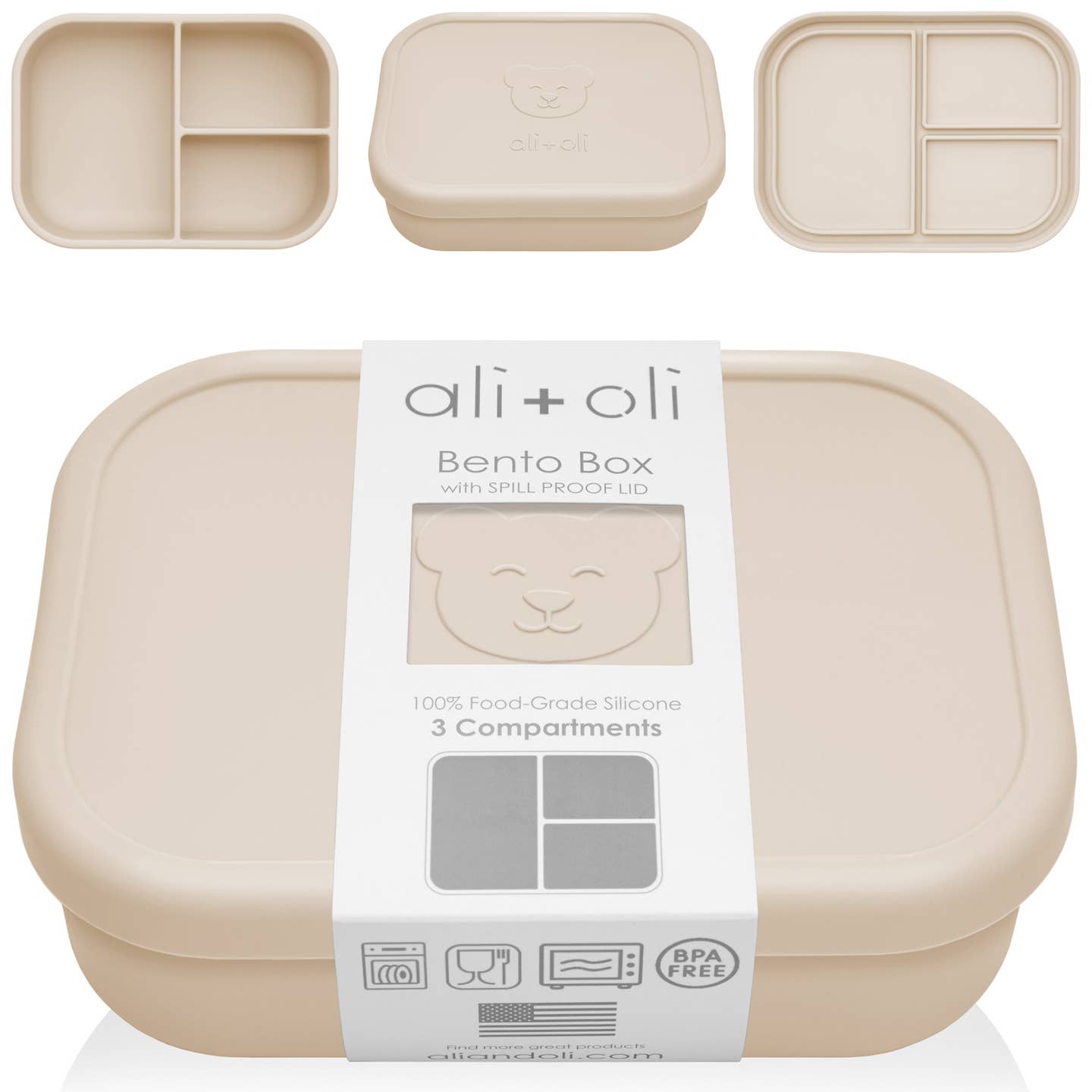 Ali+Oli Leakproof Silicone Bento Box (Coco) Back To School