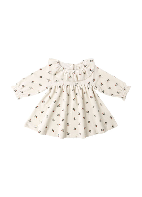 Quincy Mae Velour Baby Dress || Holly Berry