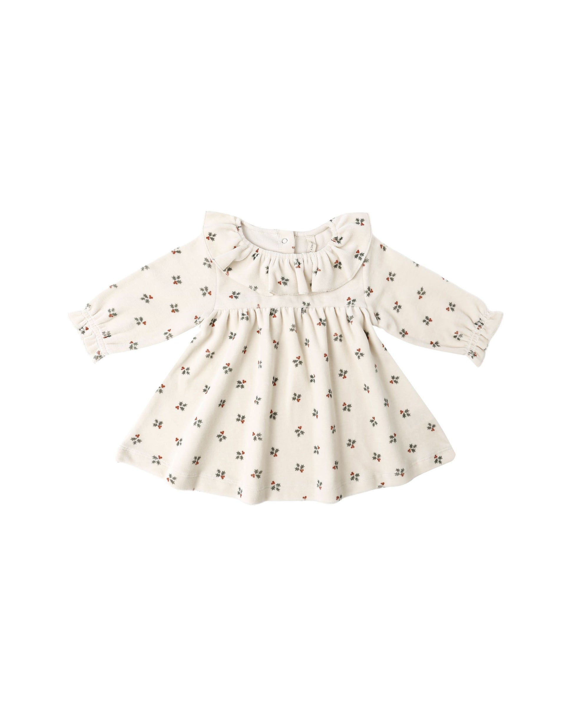 Quincy Mae Velour Baby Dress || Holly Berry