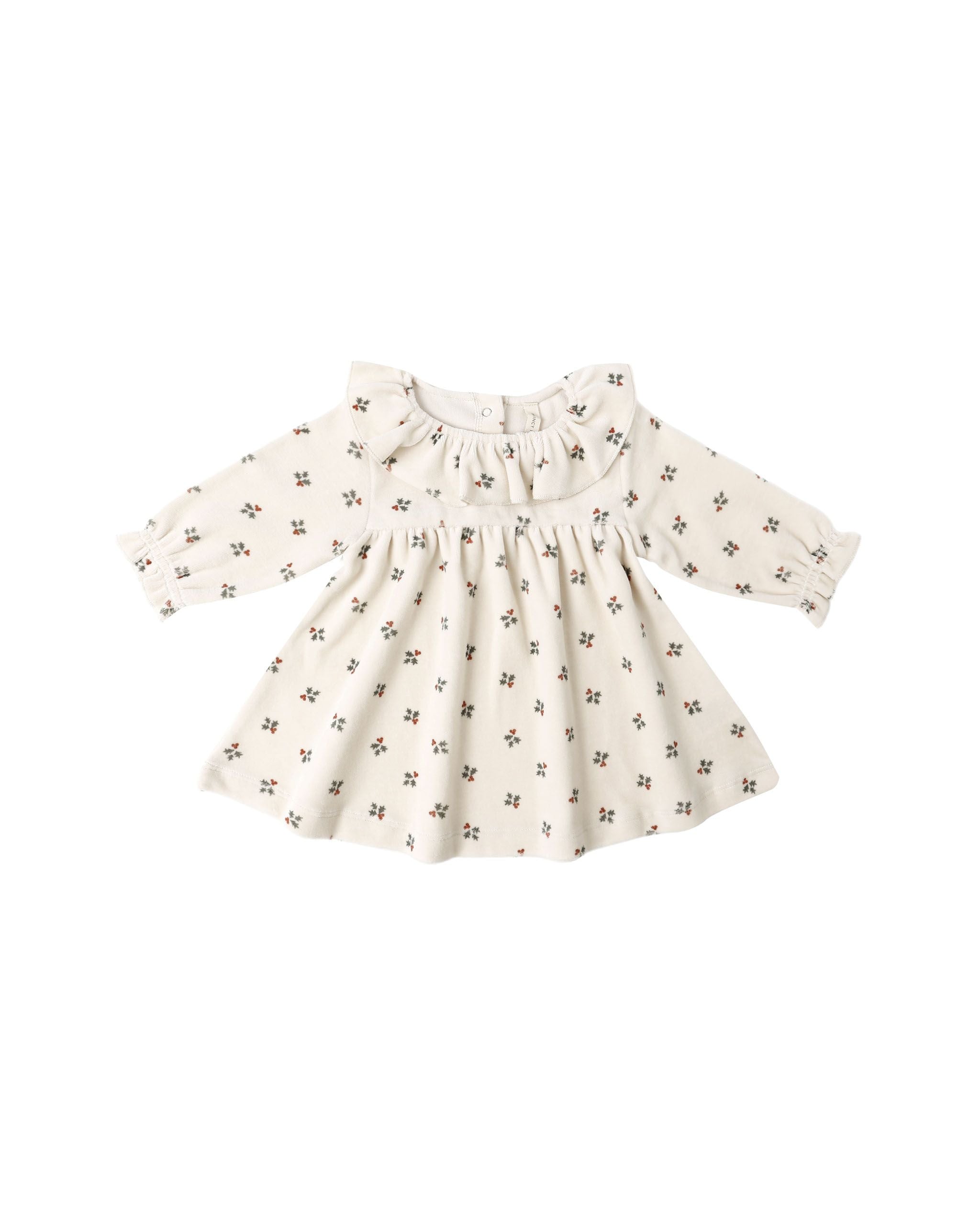 Quincy Mae Velour Baby Dress || Holly Berry