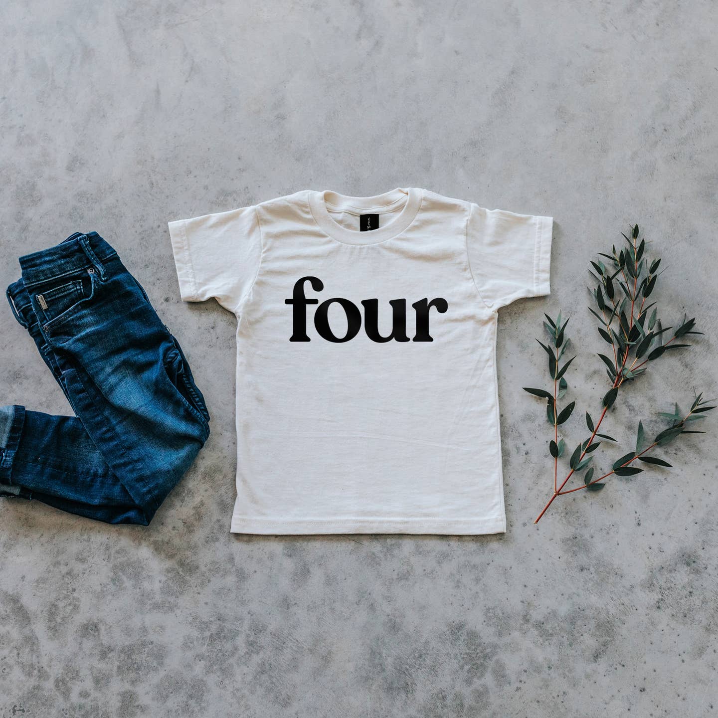 Gladfolk Four Modern Birthday Tee • Cream Organic Cotton Unisex Top
