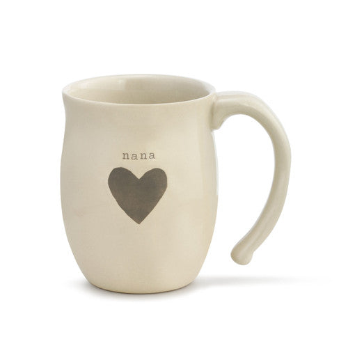 Demdaco Warm Heart Ivory Stoneware Nana Heart Mug 16oz