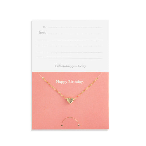 Demdaco "Happy Birthday" Floral Card & Gold Necklace-16in