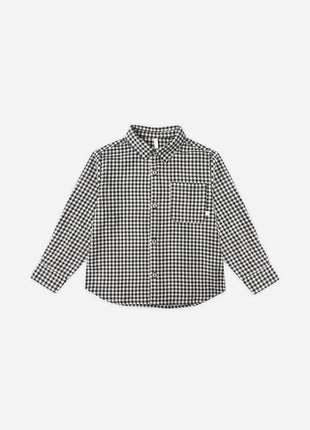 Rylee + Cru Collared Long Sleeve Shirt || Black Gingham
