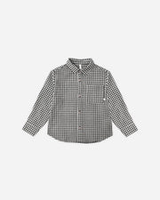 Rylee + Cru Collared Long Sleeve Shirt || Black Gingham