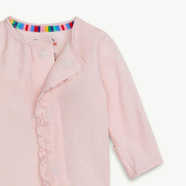 Magnetic Me Pin Dot Pink Modal Magnetic Footie with Ruffle Details