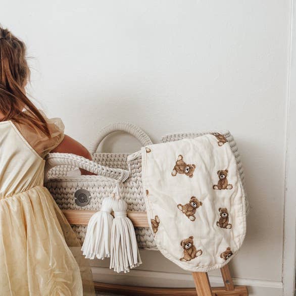 Ali + Oli Bamboo Muslin Burp Cloth Set 2-Pack (Teddy/Taupe)