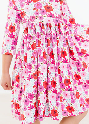 Model Wearing Mila & Rose Secret Garden 3/4 Pocket Twirl Dress