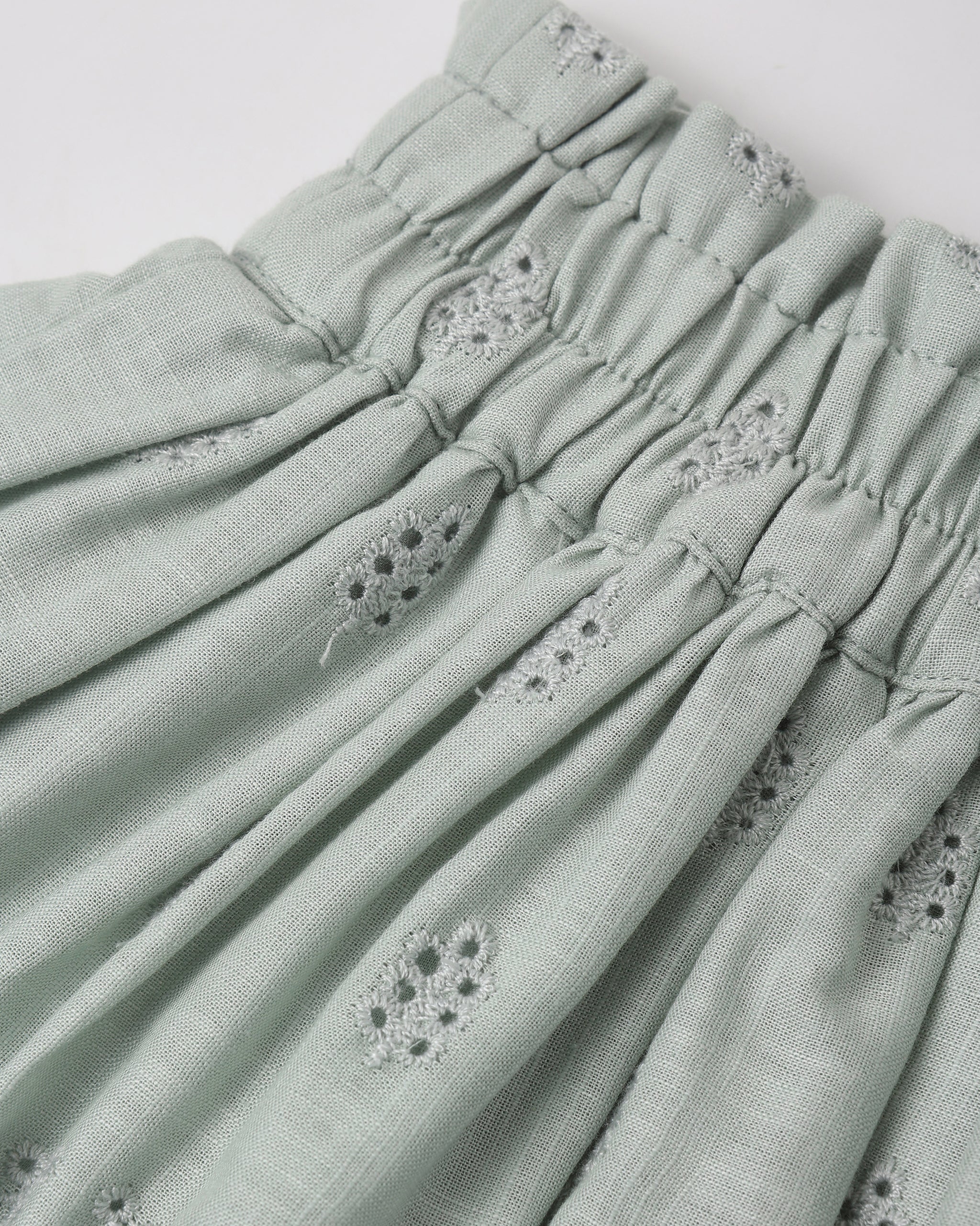 Rylee & Cru Rose Mini Skirt || Seafoam Details