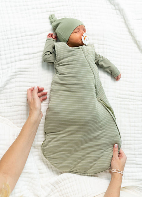 Model Wearing Lou Lou & Company Carson Sleep Sack