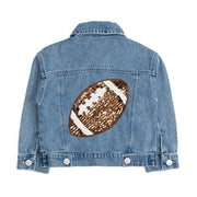 Sweet Wink Game Day Football Sequin Patch Denim Jacket
