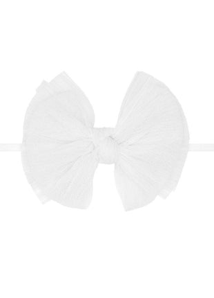 Baby Bling Bows Baby Bling® Tulle Fab® Skinny Nylon Headband with Tulle Bow - White 