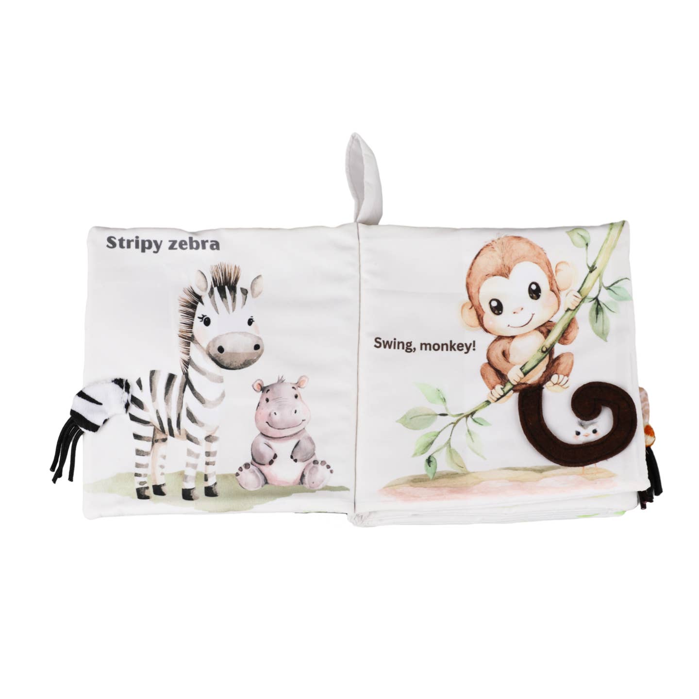 Ali + Oli Safari Friends Tails 10-Page Soft Crinkle Cloth Baby Book