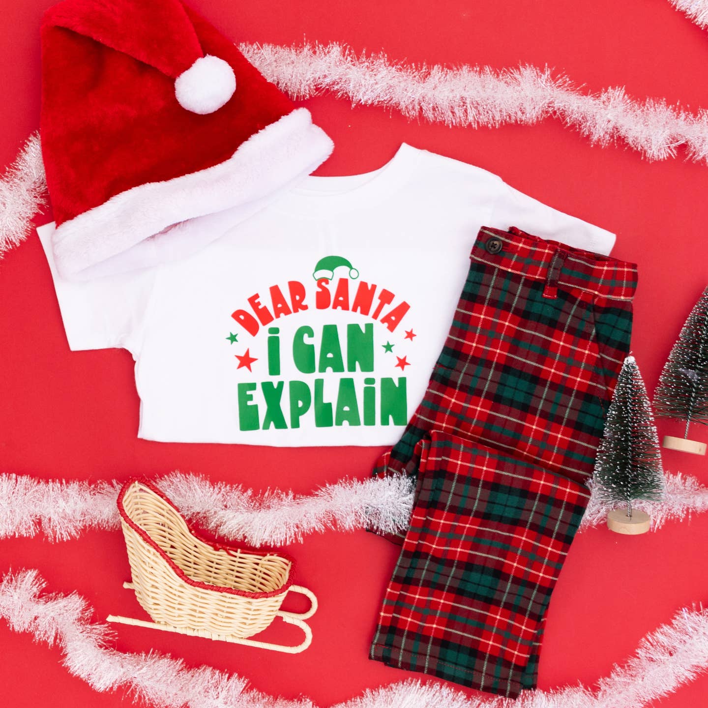 Benny & Ray Apparel Dear Santa I Can Explain Kids Christmas Shirt