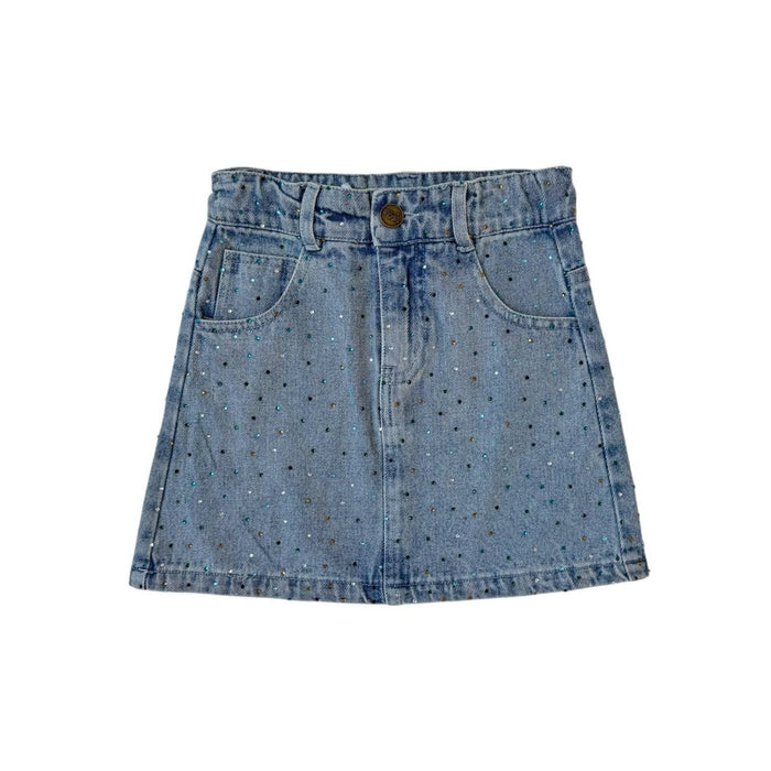 Lola And The Boys Rainbow Sparkle Denim Skirt Front