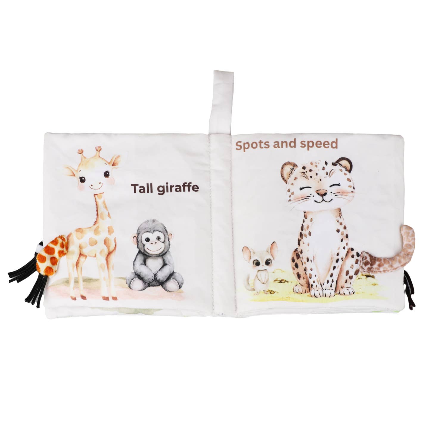 Ali + Oli Safari Friends Tails 10-Page Soft Crinkle Cloth Baby Book