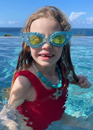 Model Wearing Super Smalls Dolphin Dive Goggles