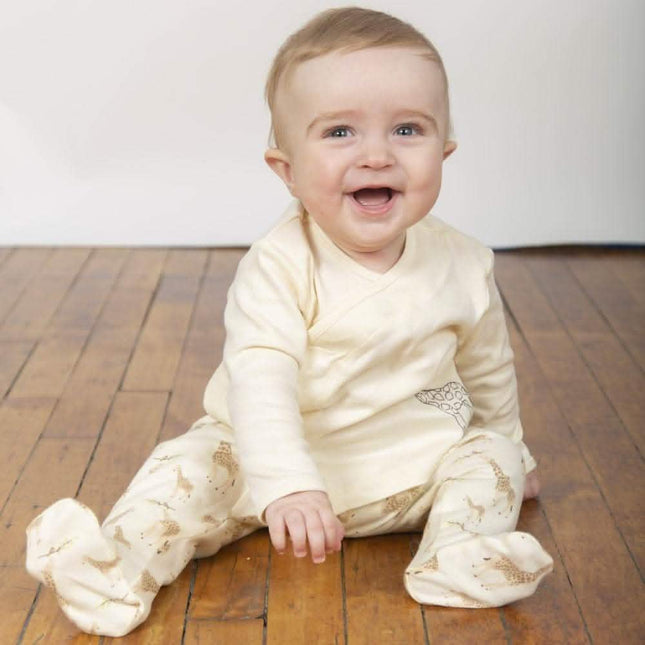 Model Wearing Jolie Giraffe Magnetic Kimono Set