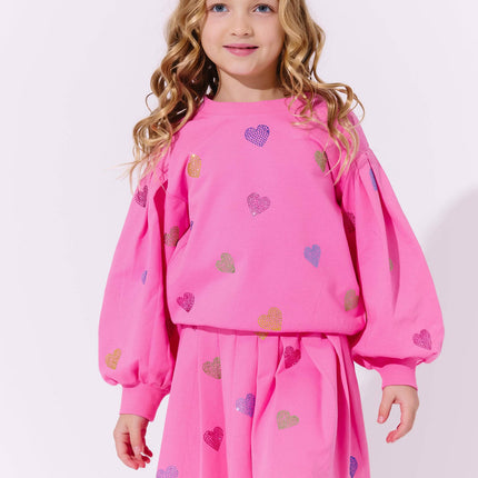Model Wearing Lola and The Boys Pink Sparkle Hearts Set
