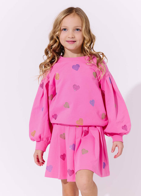 Model Wearing Lola and The Boys Pink Sparkle Hearts Set