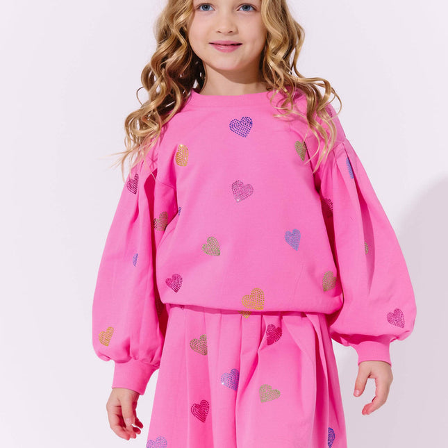 Model Wearing Lola and The Boys Pink Sparkle Hearts Set