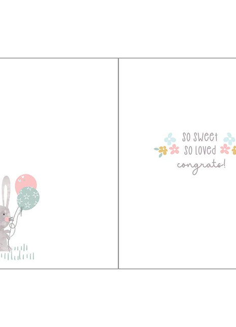 Gina B Designs Baby Greeting Card - Bunny & Balloons