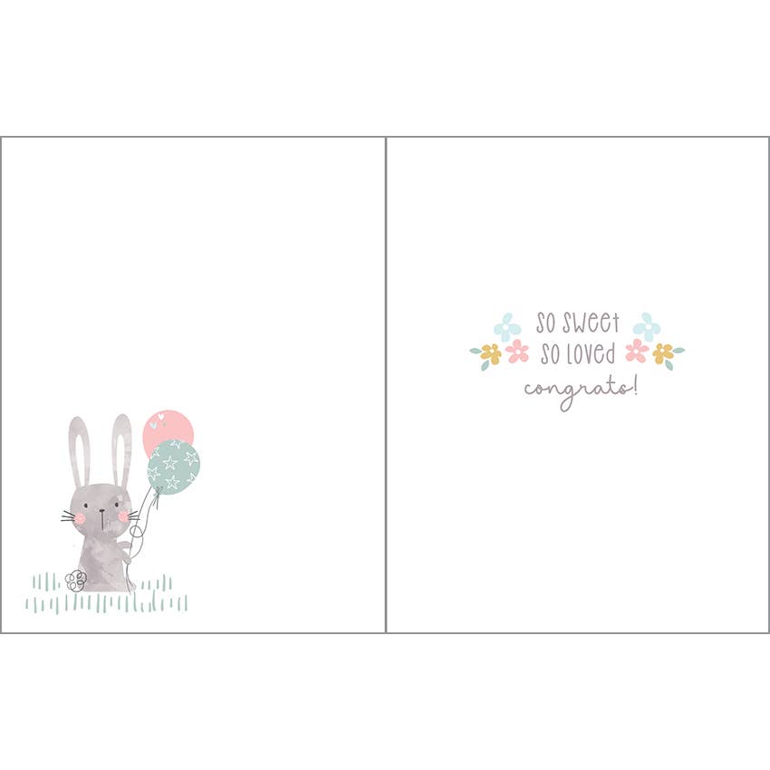 Gina B Designs Baby Greeting Card - Bunny & Balloons