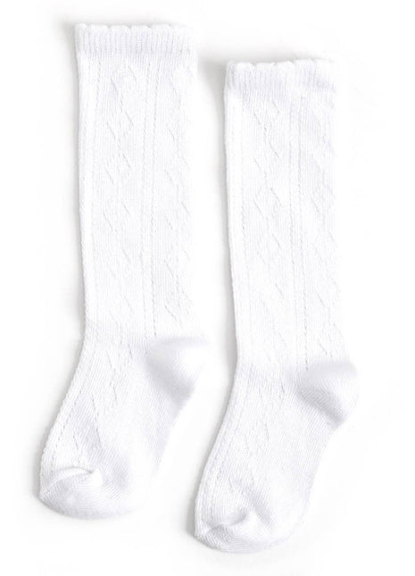 Little Stocking Co. Scalloped Fancy Knee High Socks - White