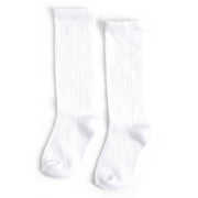 Little Stocking Co. Scalloped Fancy Knee High Socks - White