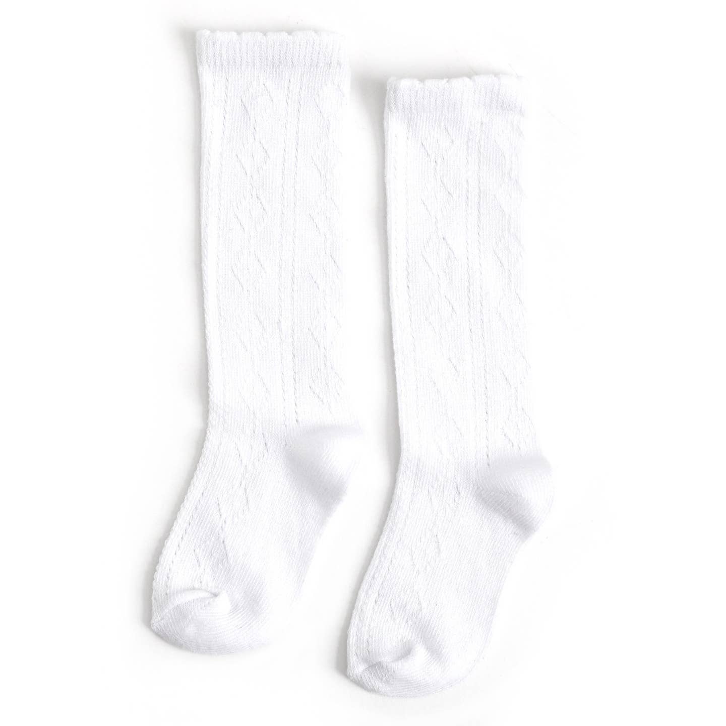 Little Stocking Co. Scalloped Fancy Knee High Socks - White