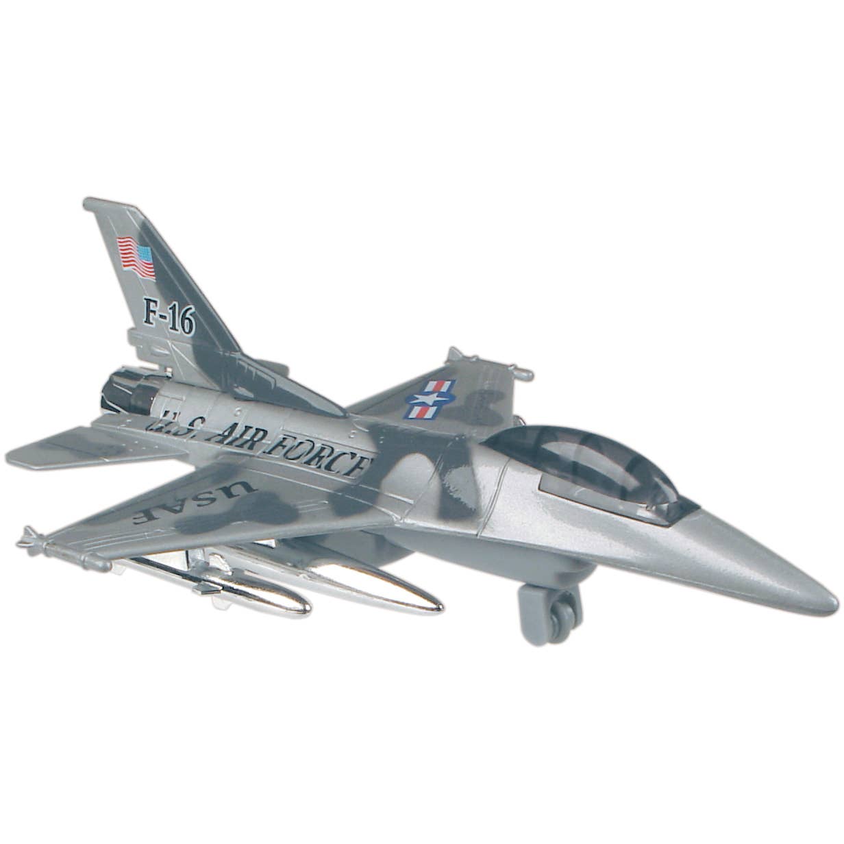 Toy Smith Air Force Fliers, Pull Back Action - Toy Planes - Silver Camo