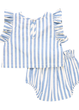Pink Chicken Baby Girls Abigail 2-Piece Set - Blue Stripe Back
