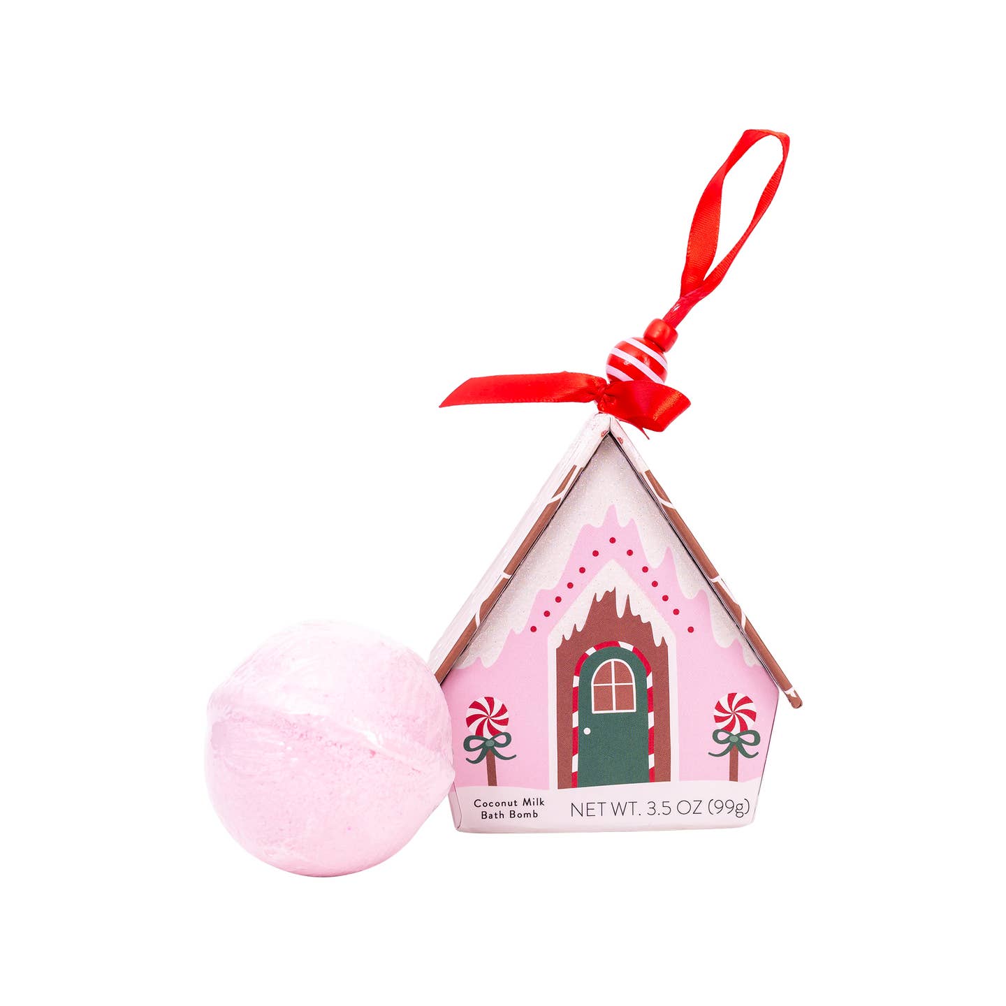 Cait + Co Bath Bomb Christmas Ornament House - Pink