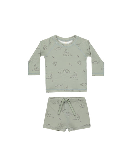 Quincy Mae Finn Rashguard + Short Set || Dino