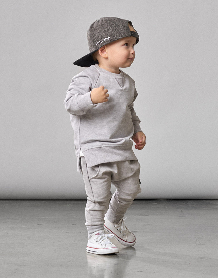 Model Wearing Little Bipsy Jogger - Grey