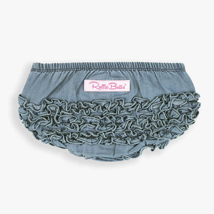 Rufflebutts+ Ruggedbutts Baby Girls Light Wash Denim Rufflebutt Bloomer