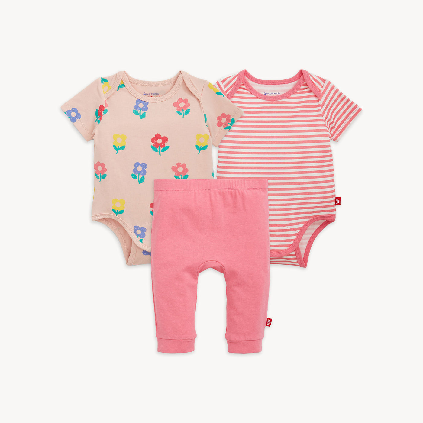 Magnetic Me Magnetic 3-Pack Bodysuit & Pant - Pink