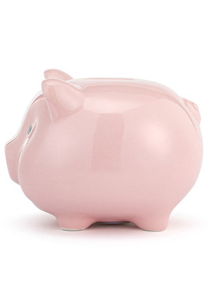 Demdaco Pink Ceramic Classic Piggy Bank - 7x5.5x6in