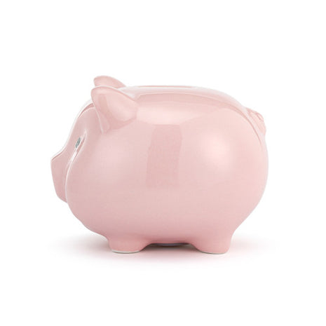 Demdaco Pink Ceramic Classic Piggy Bank - 7x5.5x6in