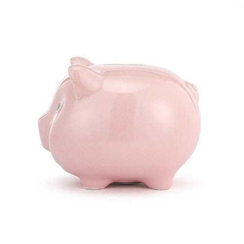 Demdaco Pink Ceramic Classic Piggy Bank - 7x5.5x6in