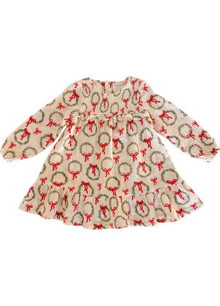 SpearmintLOVE Smocked Ruffle Tiered Dress, Wreath Front