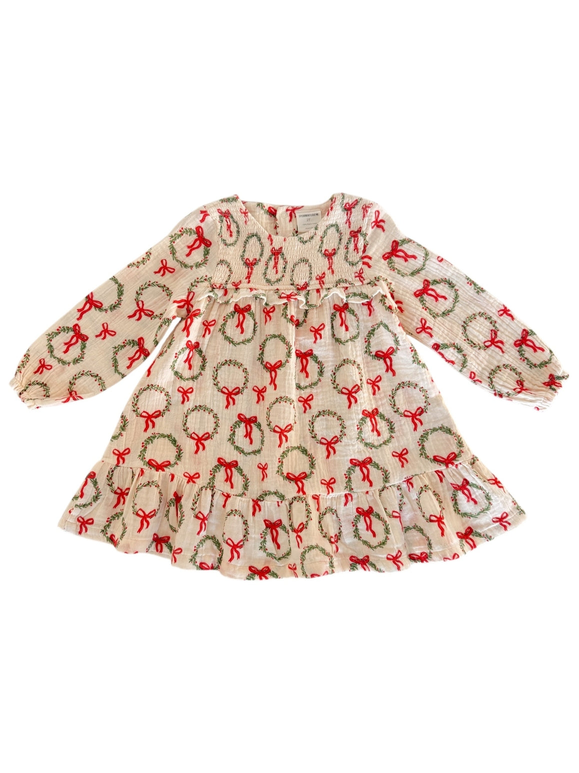 SpearmintLOVE Smocked Ruffle Tiered Dress, Wreath Front