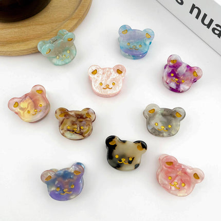 My Diva Soap Cute Bear Head Mini Claw Clip, Acetate Children's Hair Clip - Variety