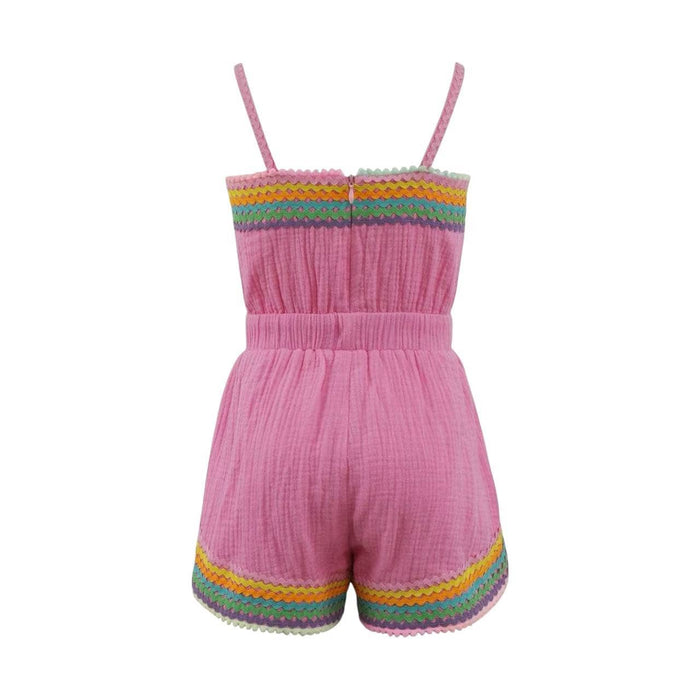 Lola And The Boys Pink Rainbow Summer Romper Back